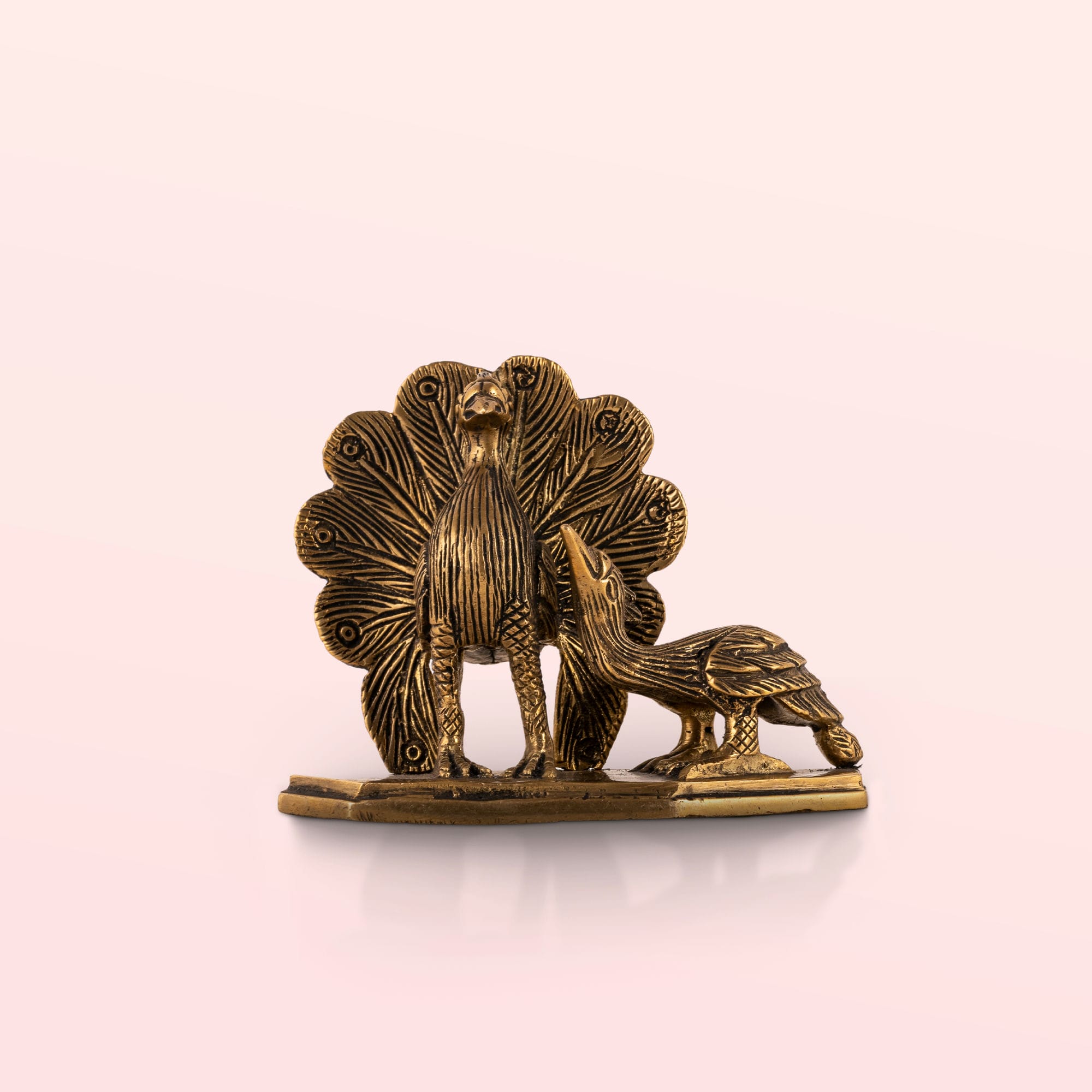 Brass Peacock Pair Sculpture: The Royal Courtship