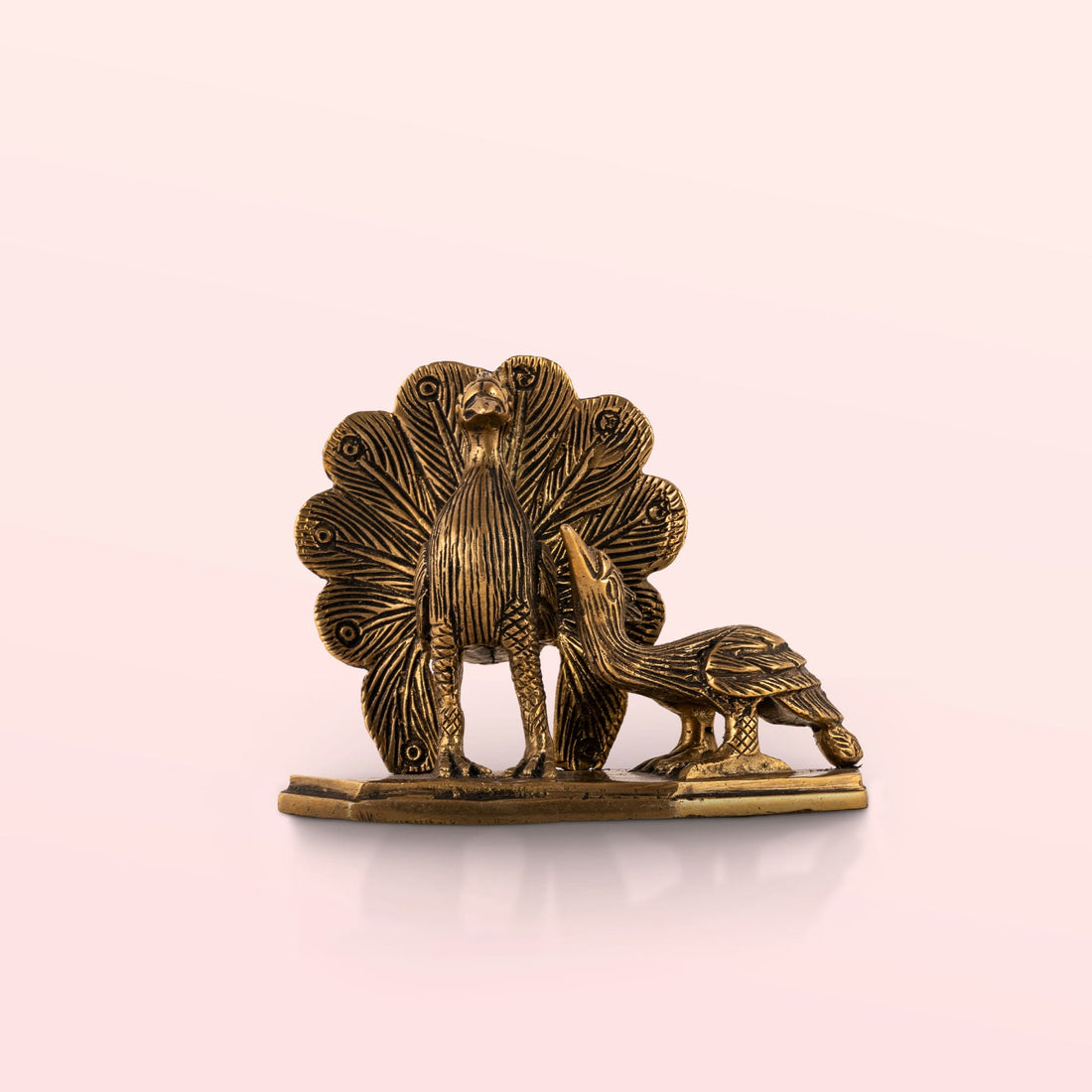 Brass Peacock Pair Sculpture: The Royal Courtship