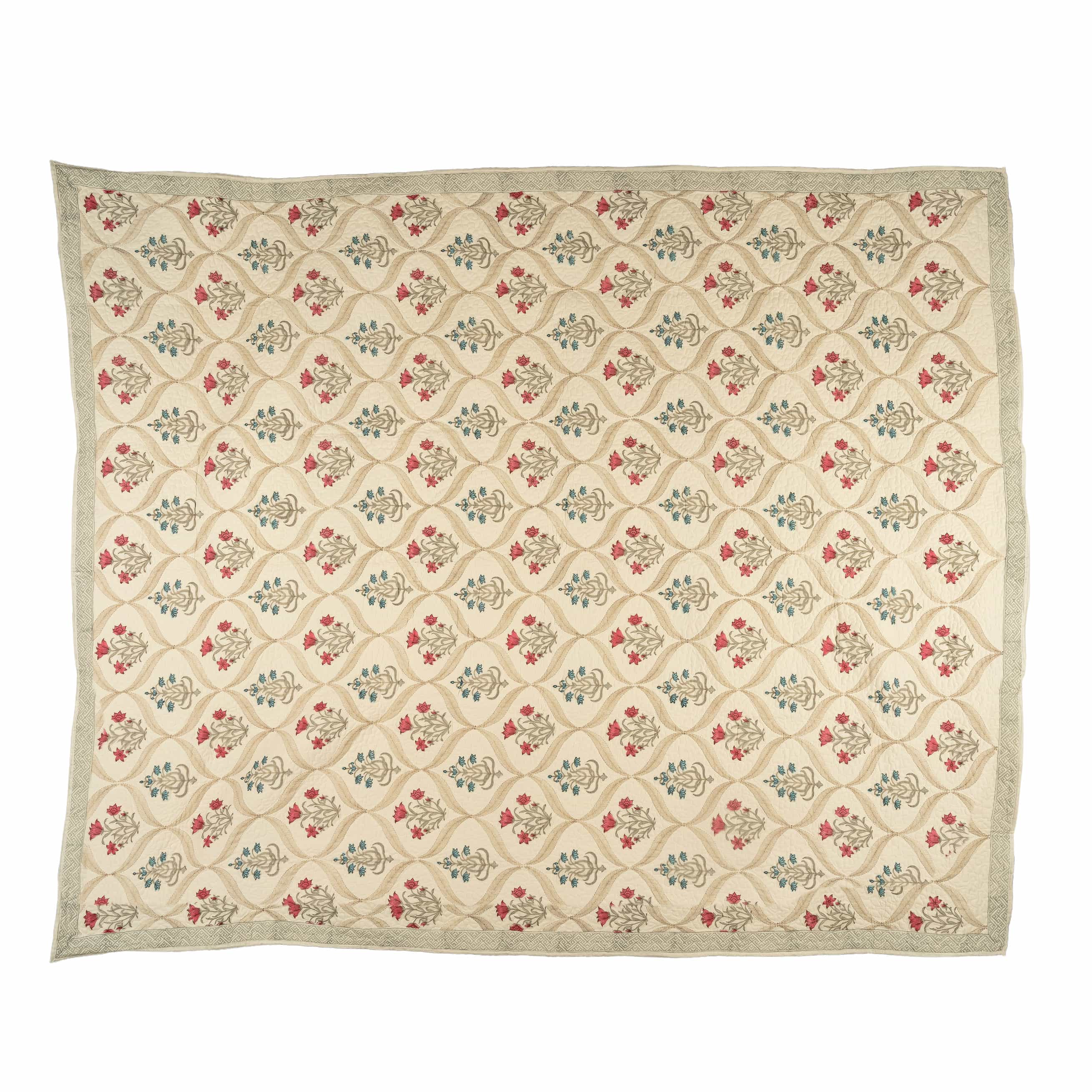 Spring Blush Lattice Quilt Hand-Stitched Cotton