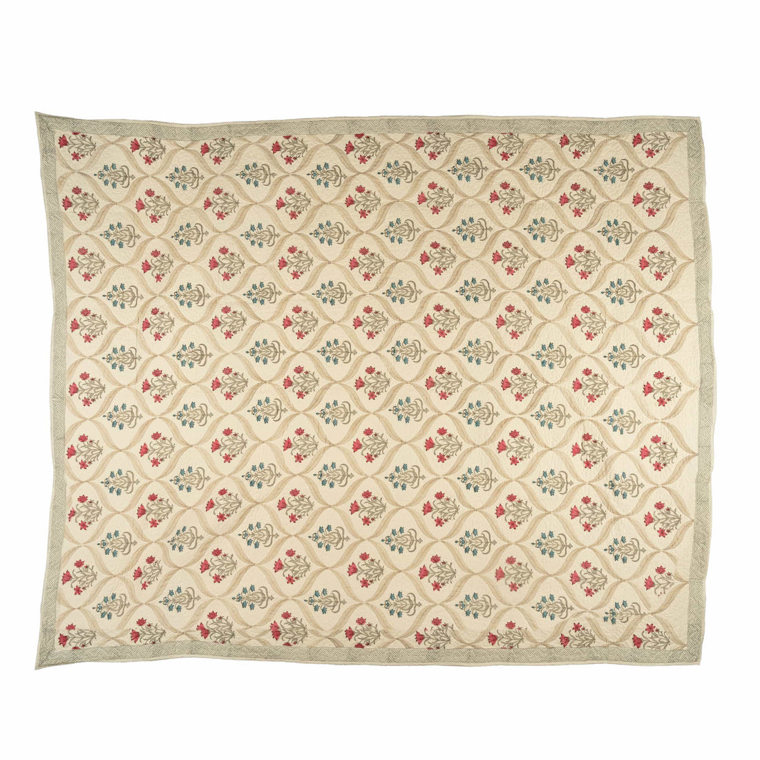 Spring Blush Lattice Quilt Hand-Stitched Cotton