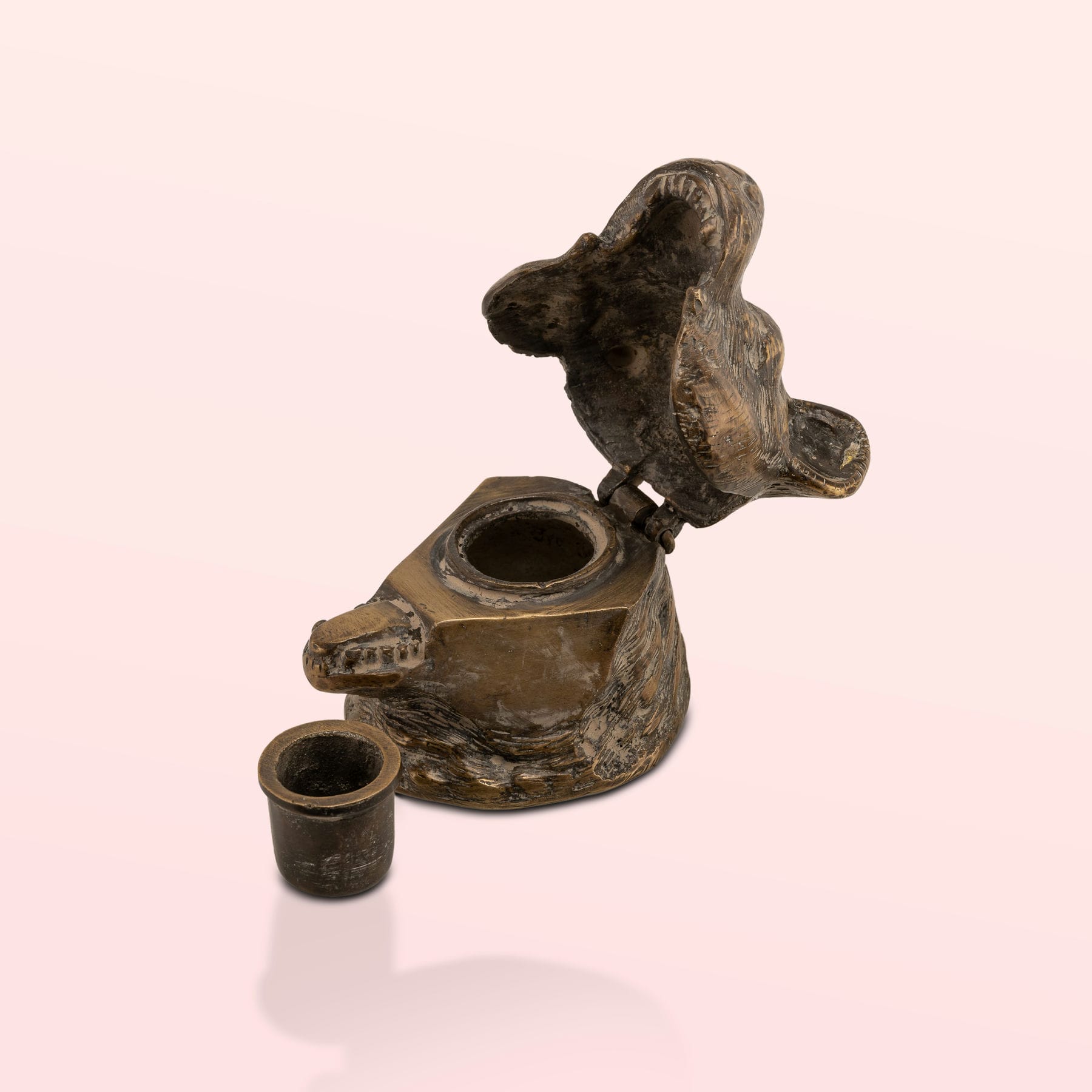 Antiqued Brass Bear Inkwell: The Forest Scribe