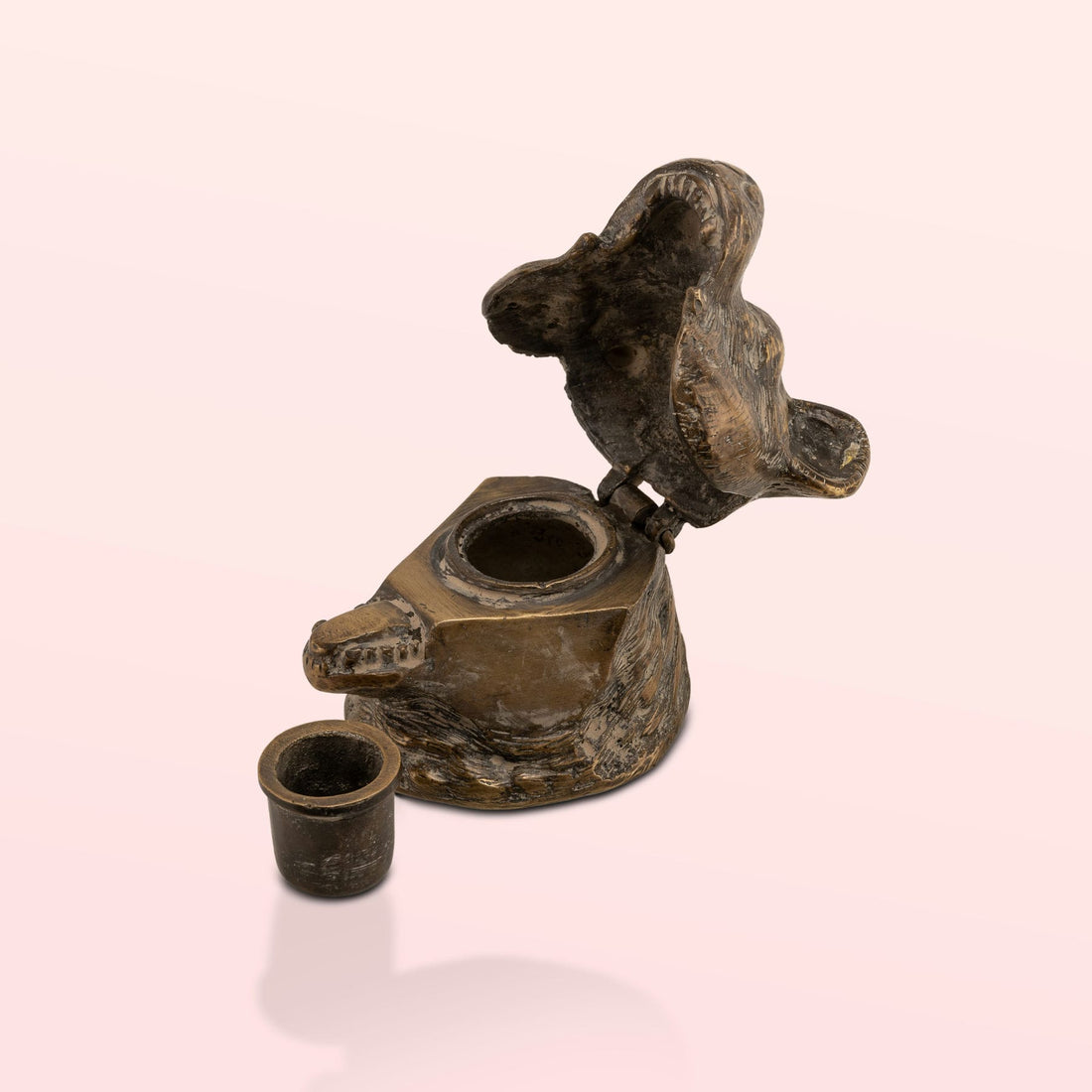 Antiqued Brass Bear Inkwell: The Forest Scribe