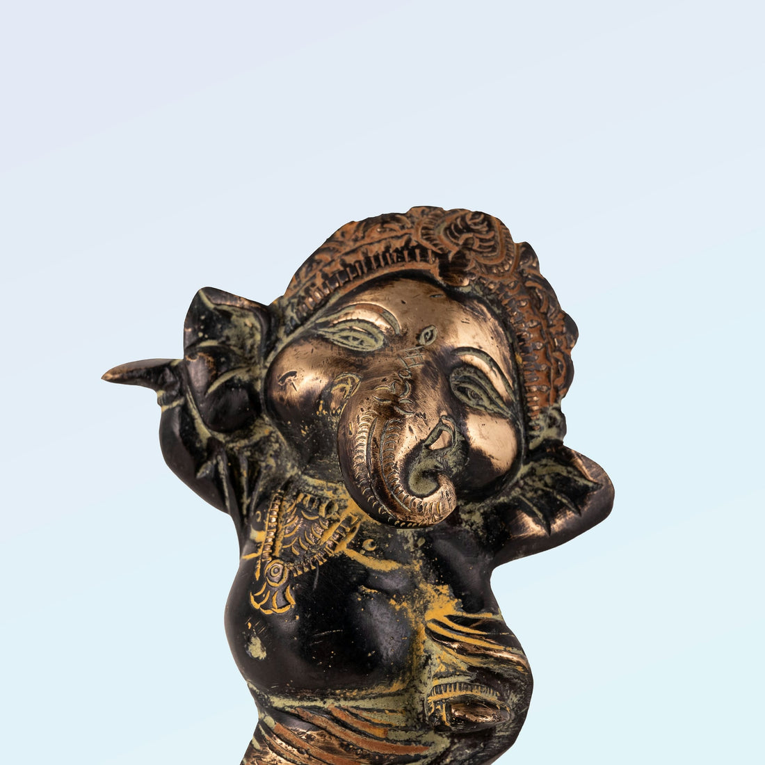 Brass/Bronze Standing Ganesha with Bansuri Flute