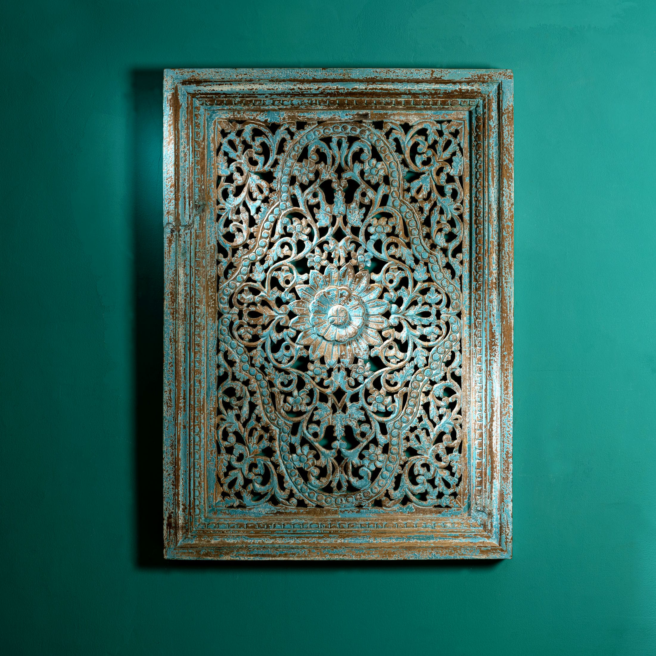 Vintage style blue wash wall panel