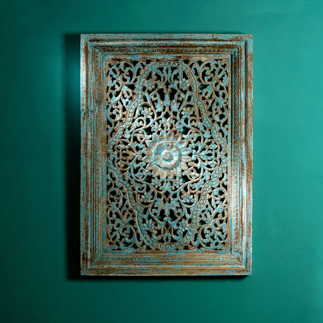 Vintage style blue wash wall panel
