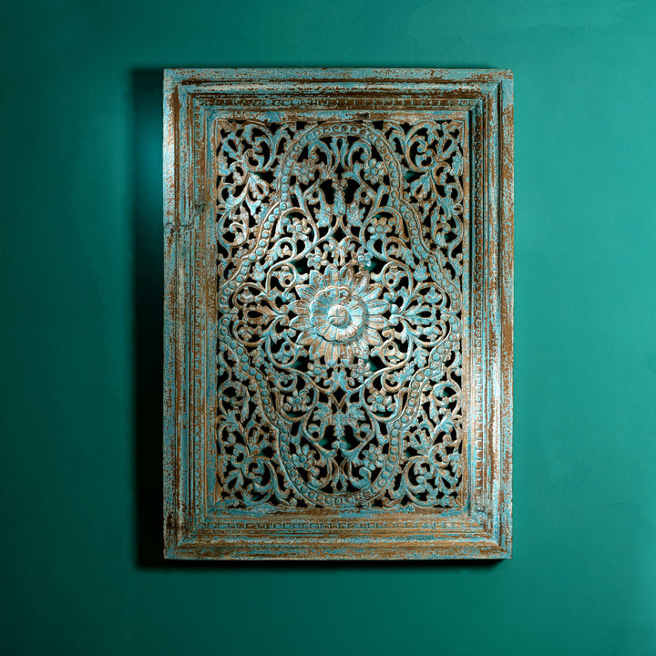 Vintage style blue wash wall panel