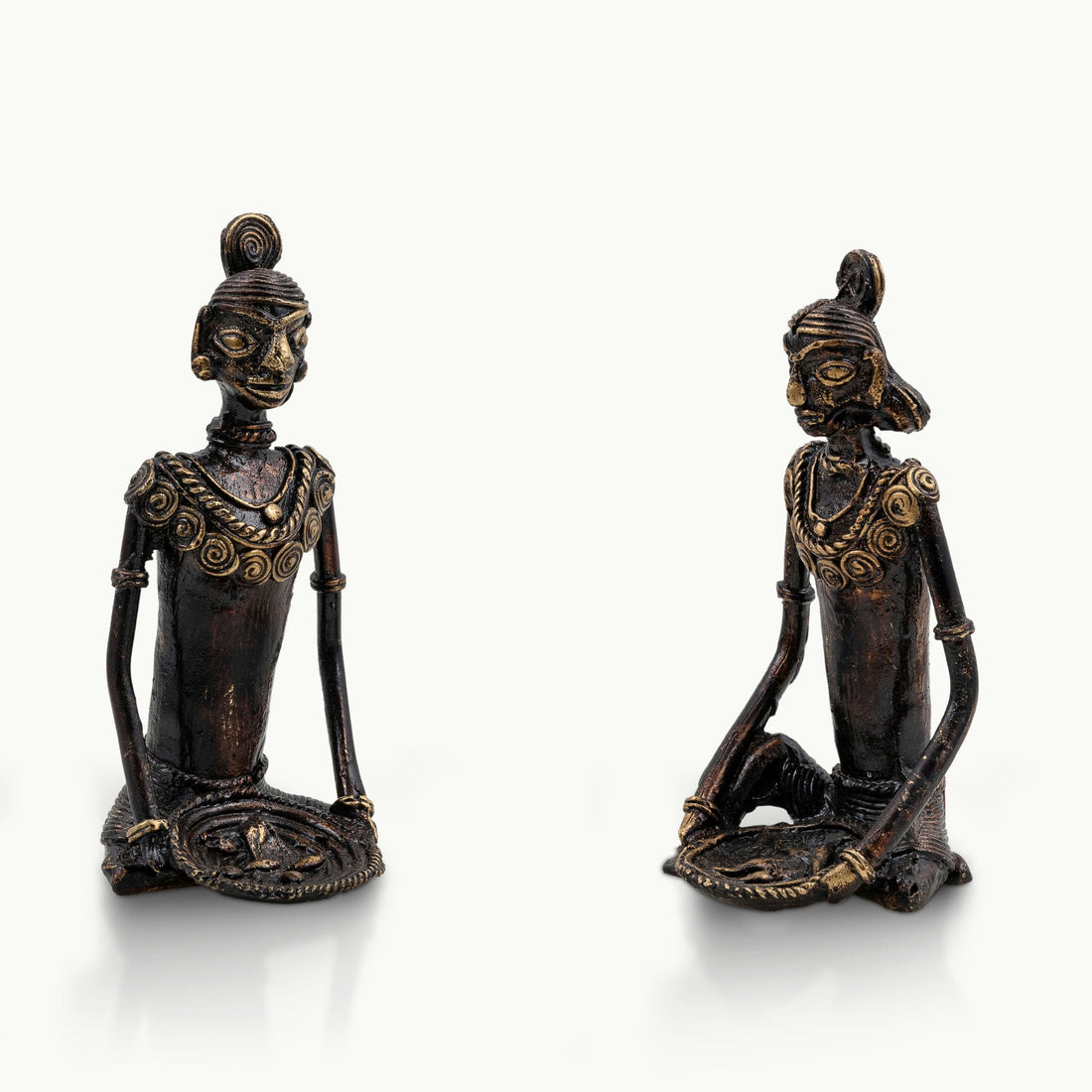 Lost-Wax Brass Tribal Sitting Sculptures