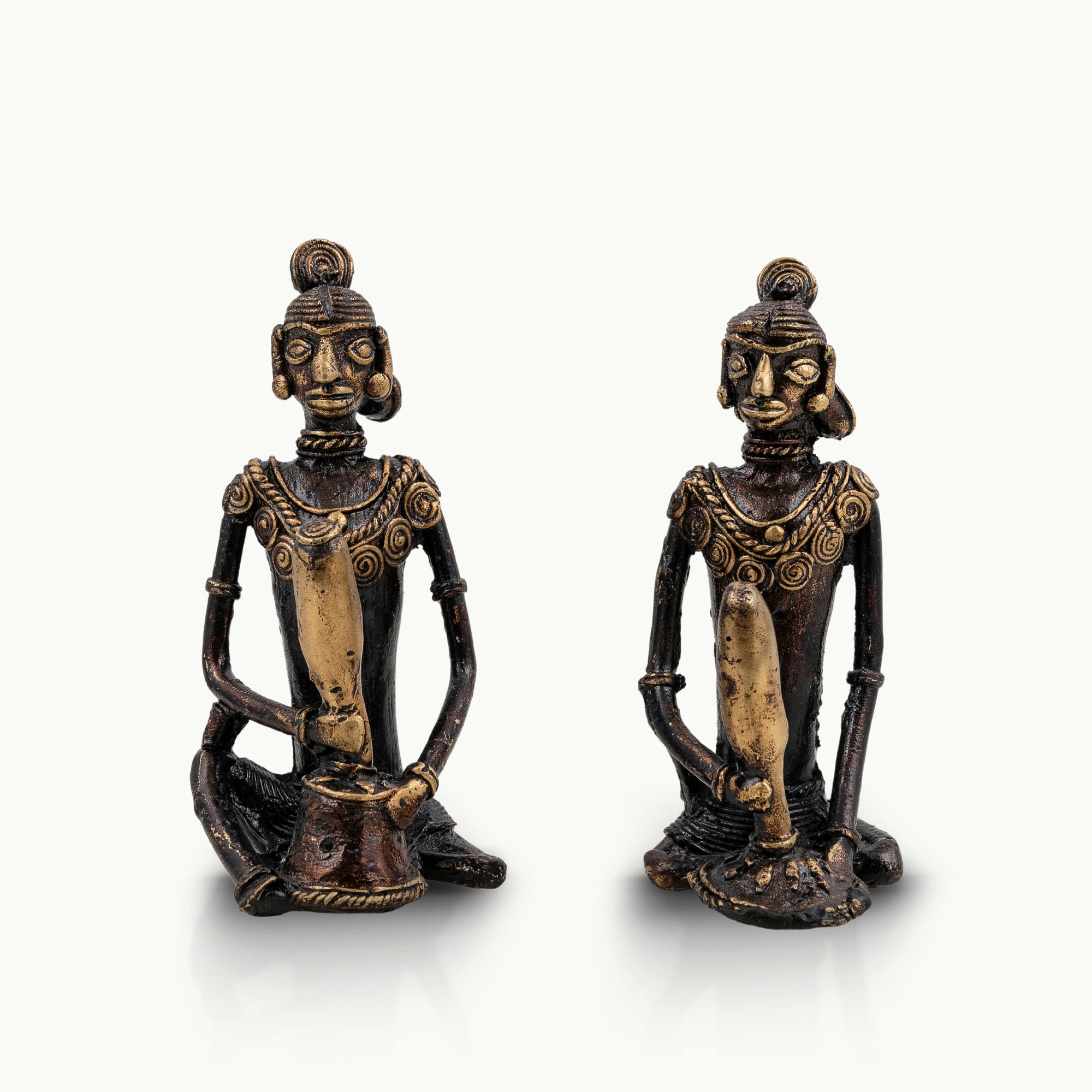 Tribal Dhokra Artisan Couple Figurines