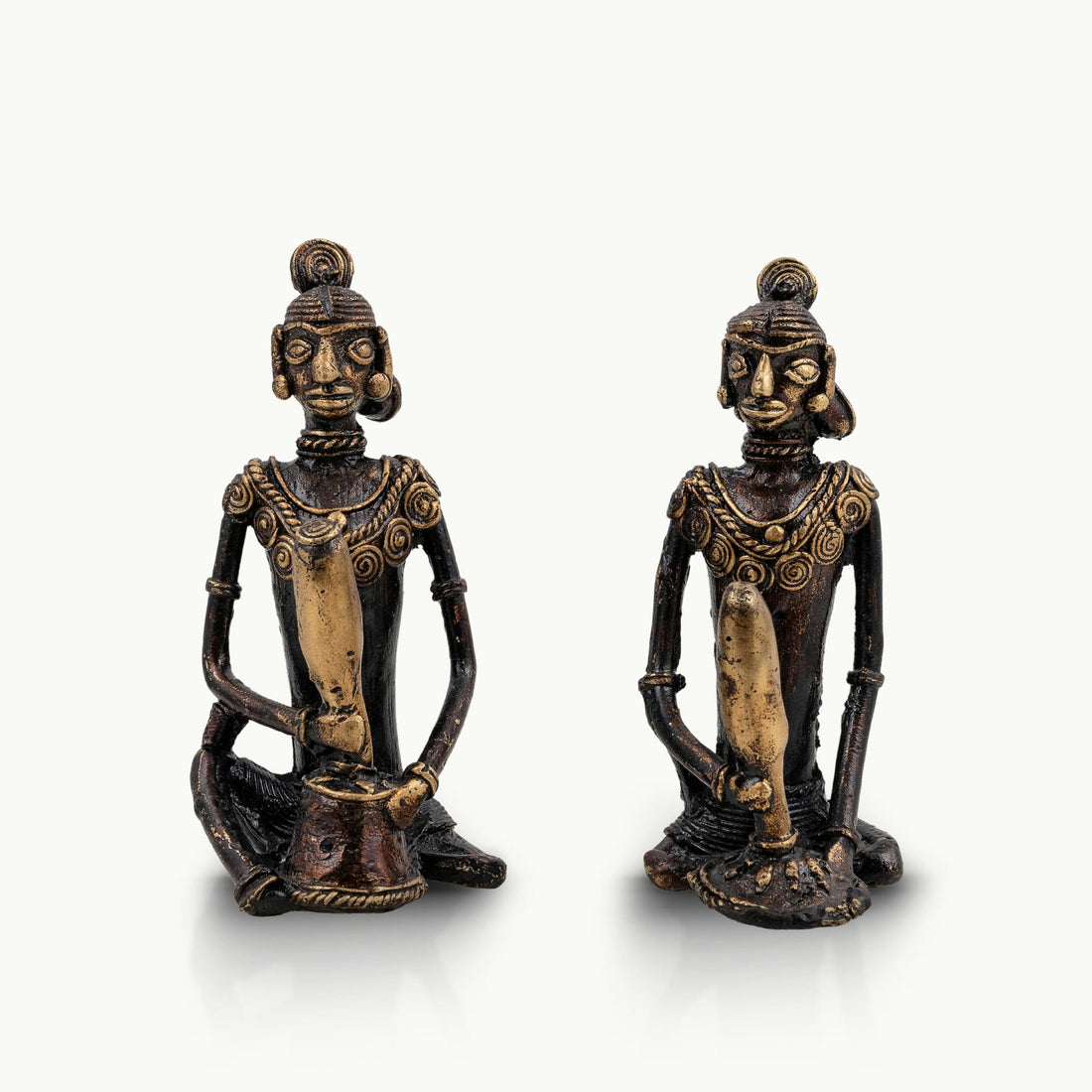 Tribal Dhokra Artisan Couple Figurines