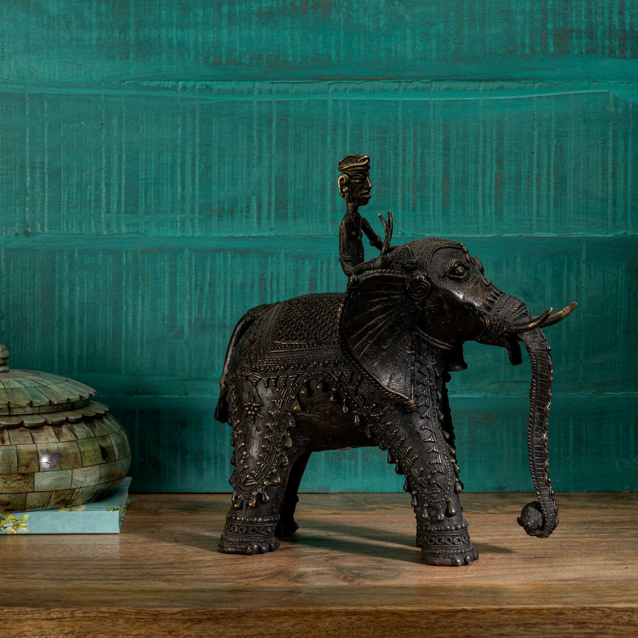 Dhokra Brass Elephant Rider Statue: The Ceremonial Progress