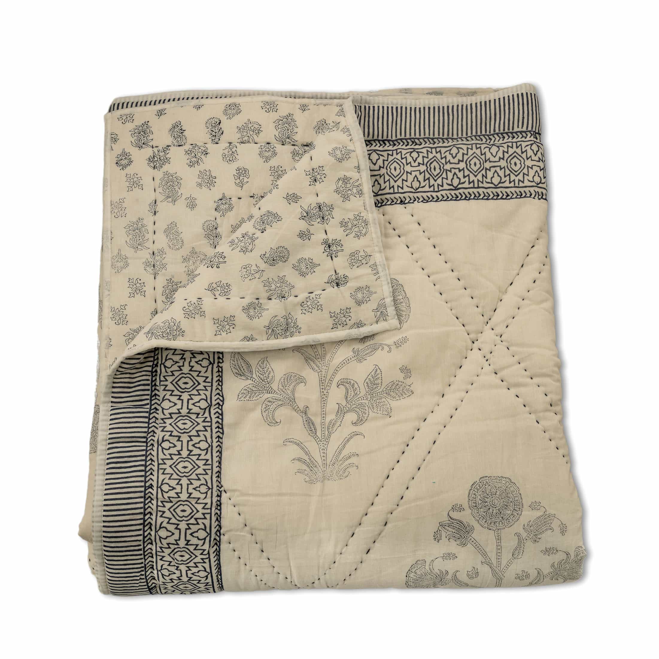 Faded Floral Diamond Coverlet Hand stitched