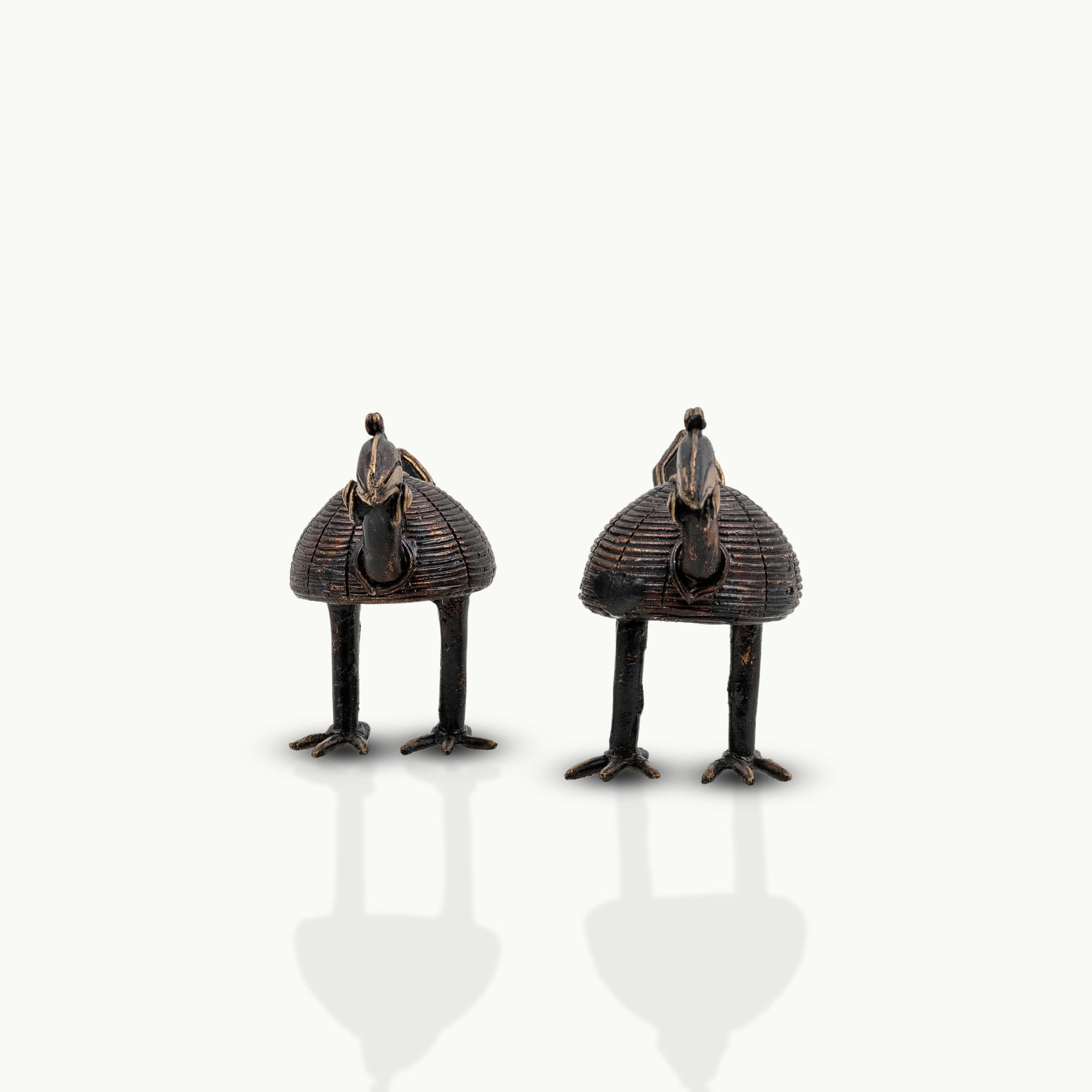 Bronze/Brass Pair of Stylized Coiled Birds