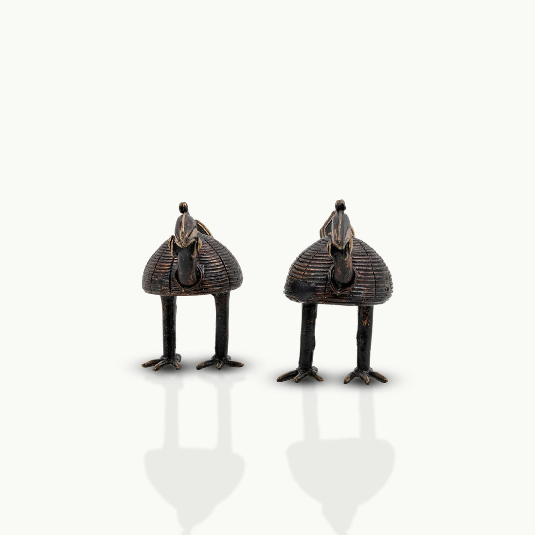 Bronze/Brass Pair of Stylized Coiled Birds