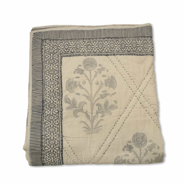 Faded Floral Diamond Coverlet Hand stitched