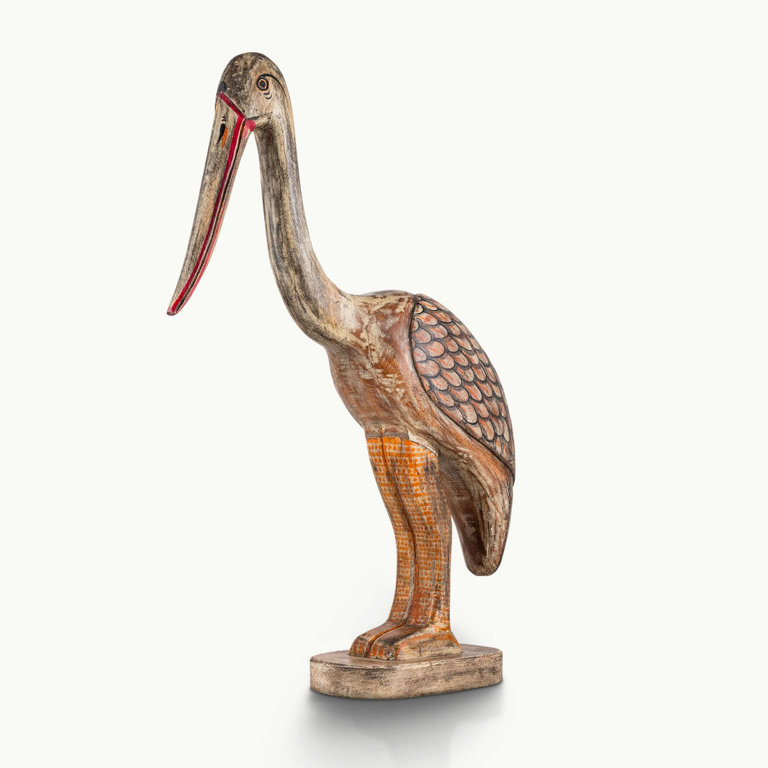 Hand-Carved Wooden Bird Statue | Distressed Antique Finish | Rajasthani Indian Folk Art | Rustic Home Decor