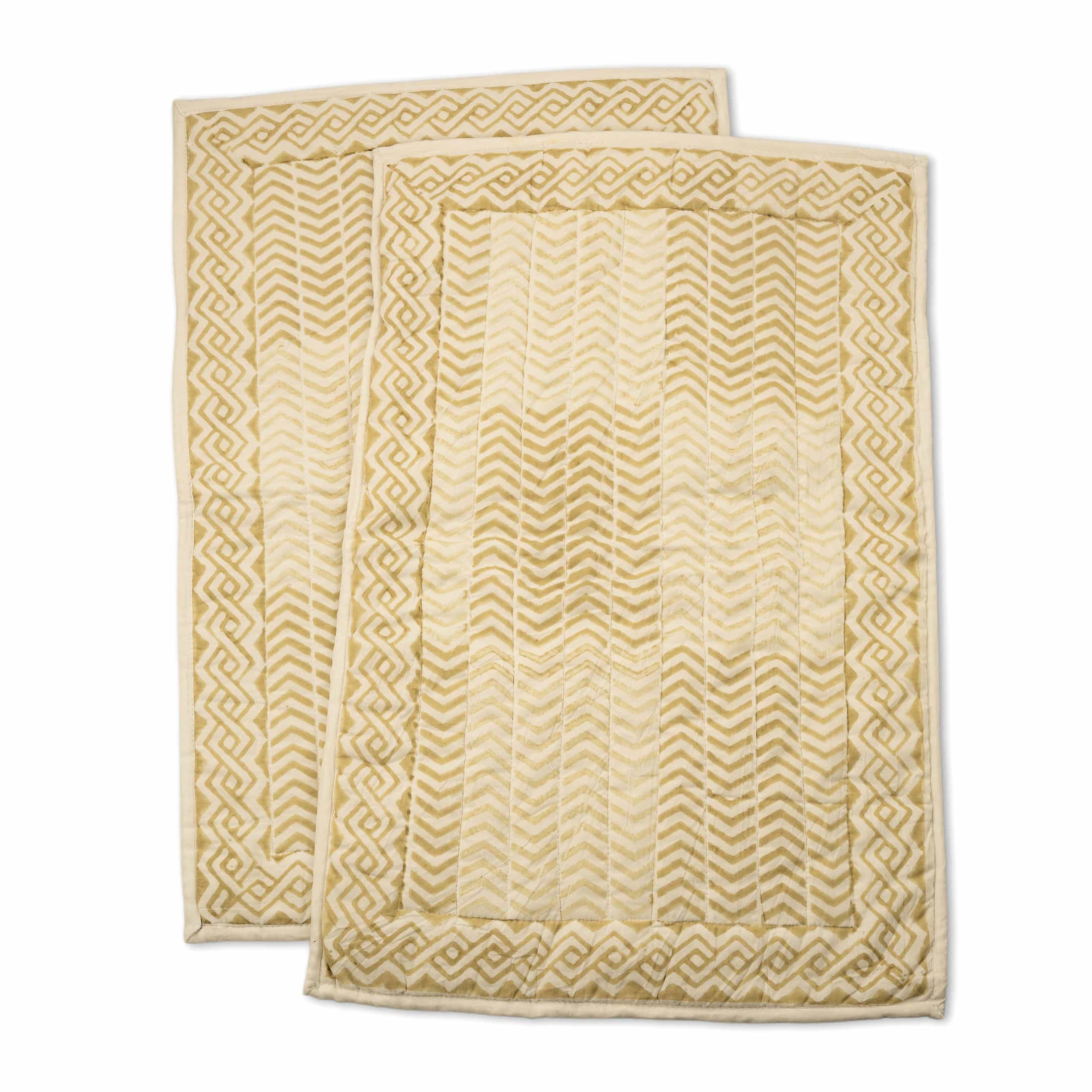 Golden Herringbone Quilted Throw Hand-stitched