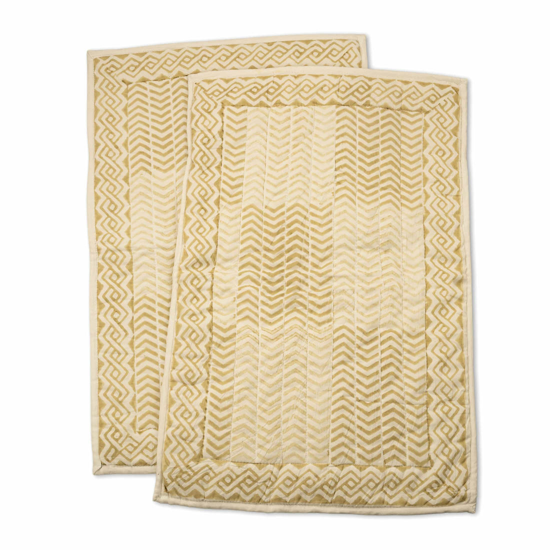 Golden Herringbone Quilted Throw Hand-stitched