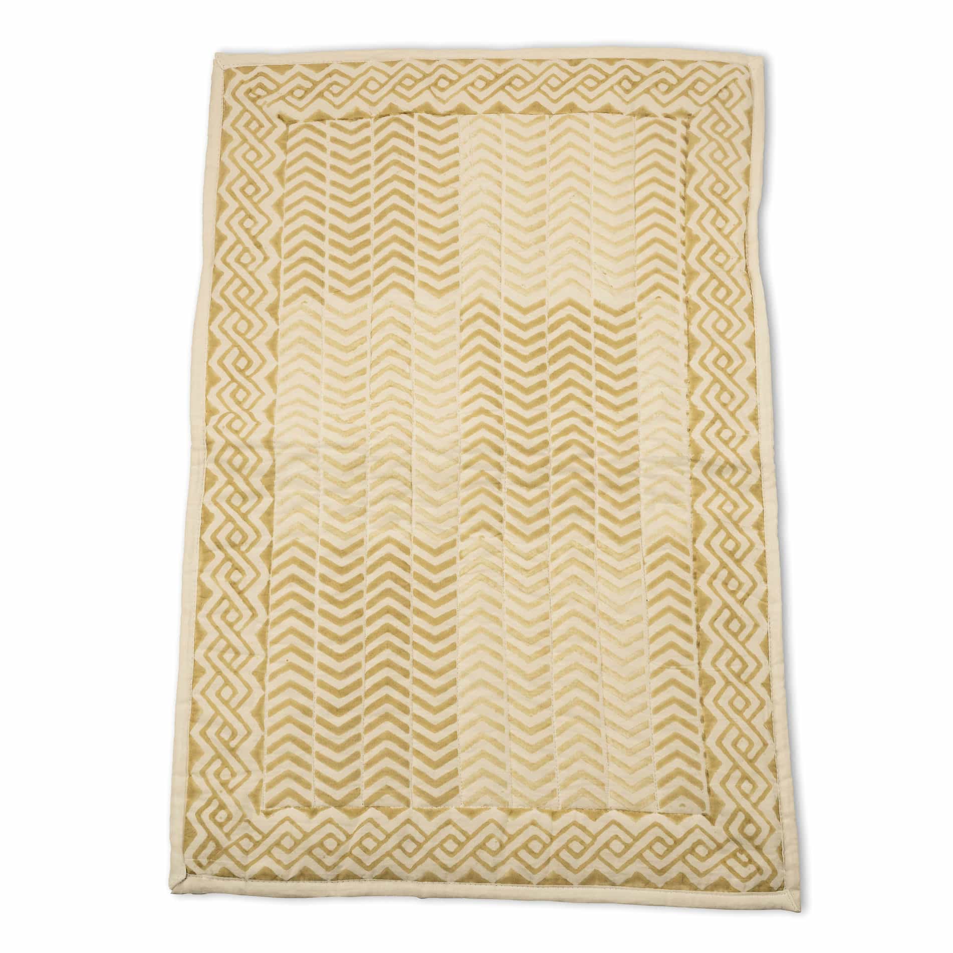 Golden Herringbone Quilted Throw Hand-stitched