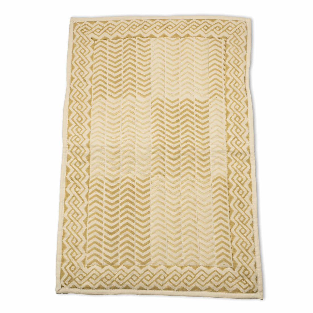 Golden Herringbone Quilted Throw Hand-stitched