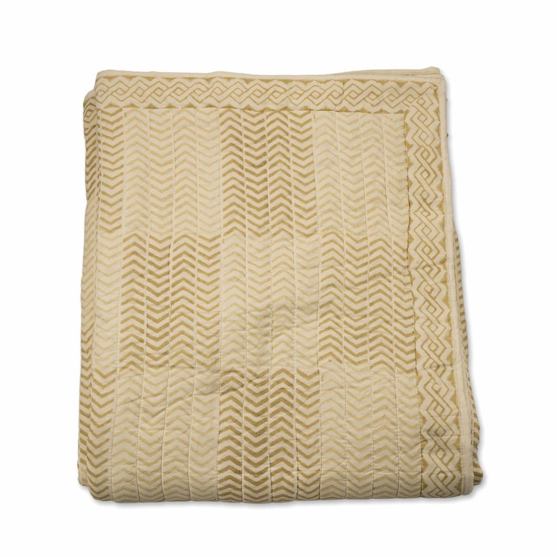 Golden Herringbone Quilted Throw Hand-stitched