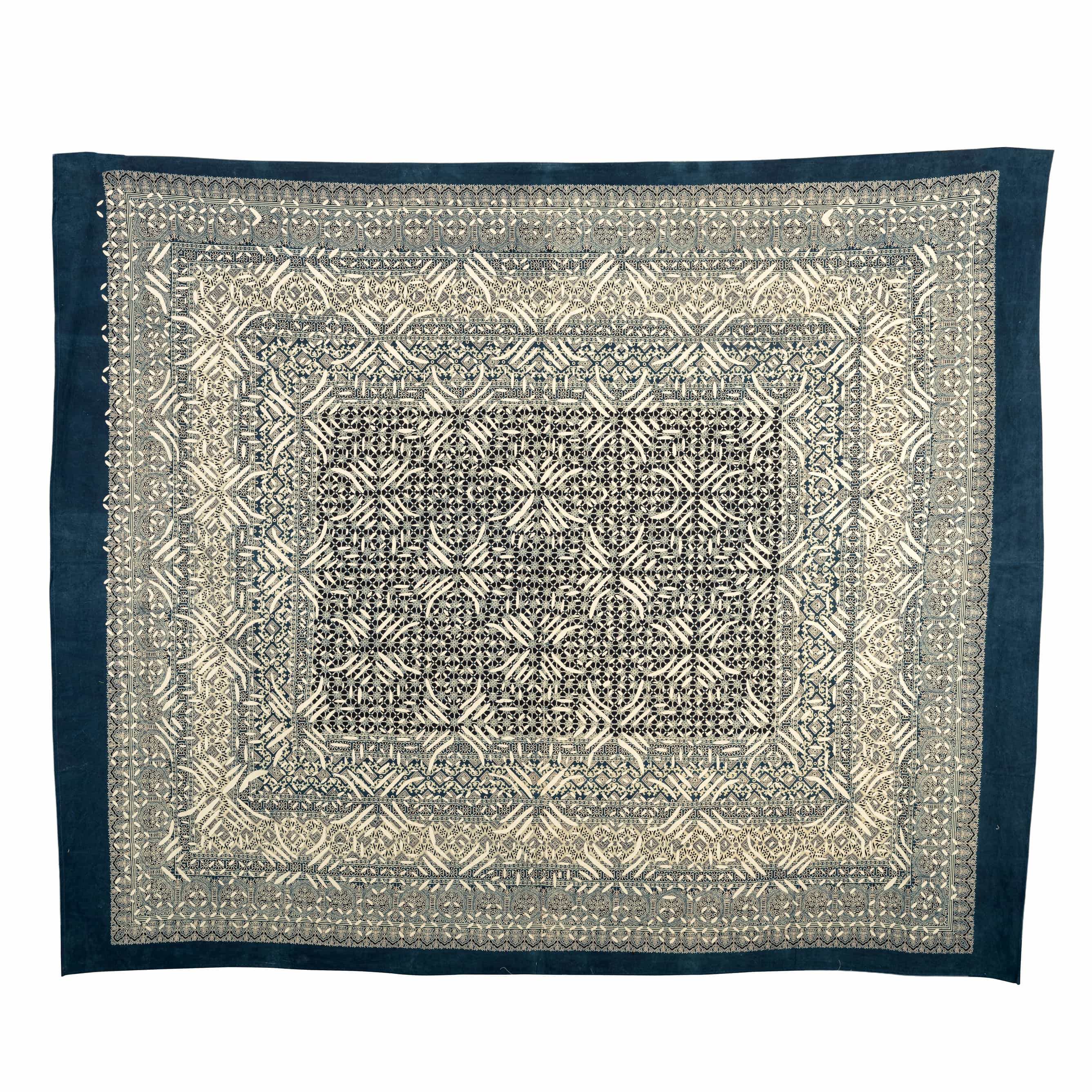 Intricate Blue Kantha Quilt