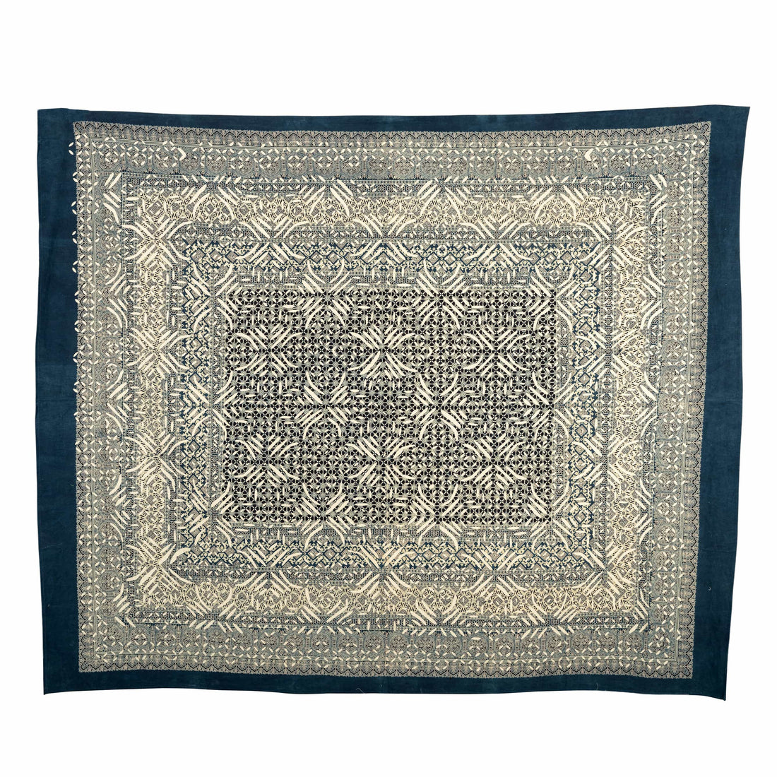 Intricate Blue Kantha Quilt