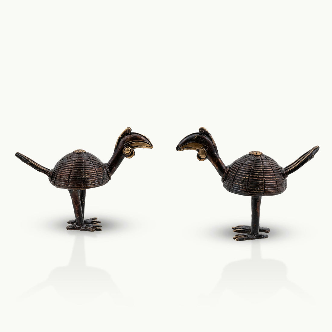 Bronze/Brass Pair of Stylized Coiled Birds