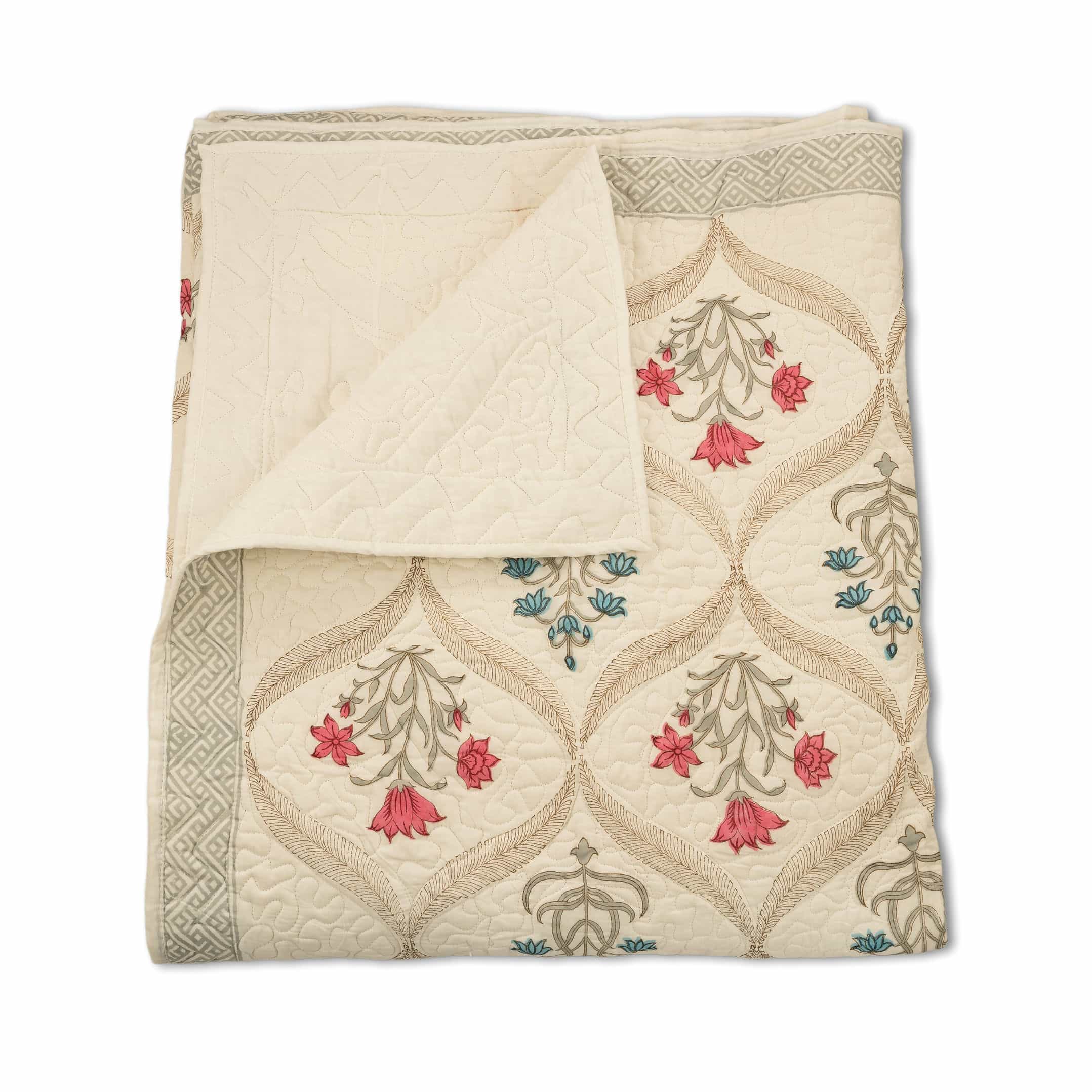 Spring Blush Lattice Quilt Hand-Stitched Cotton