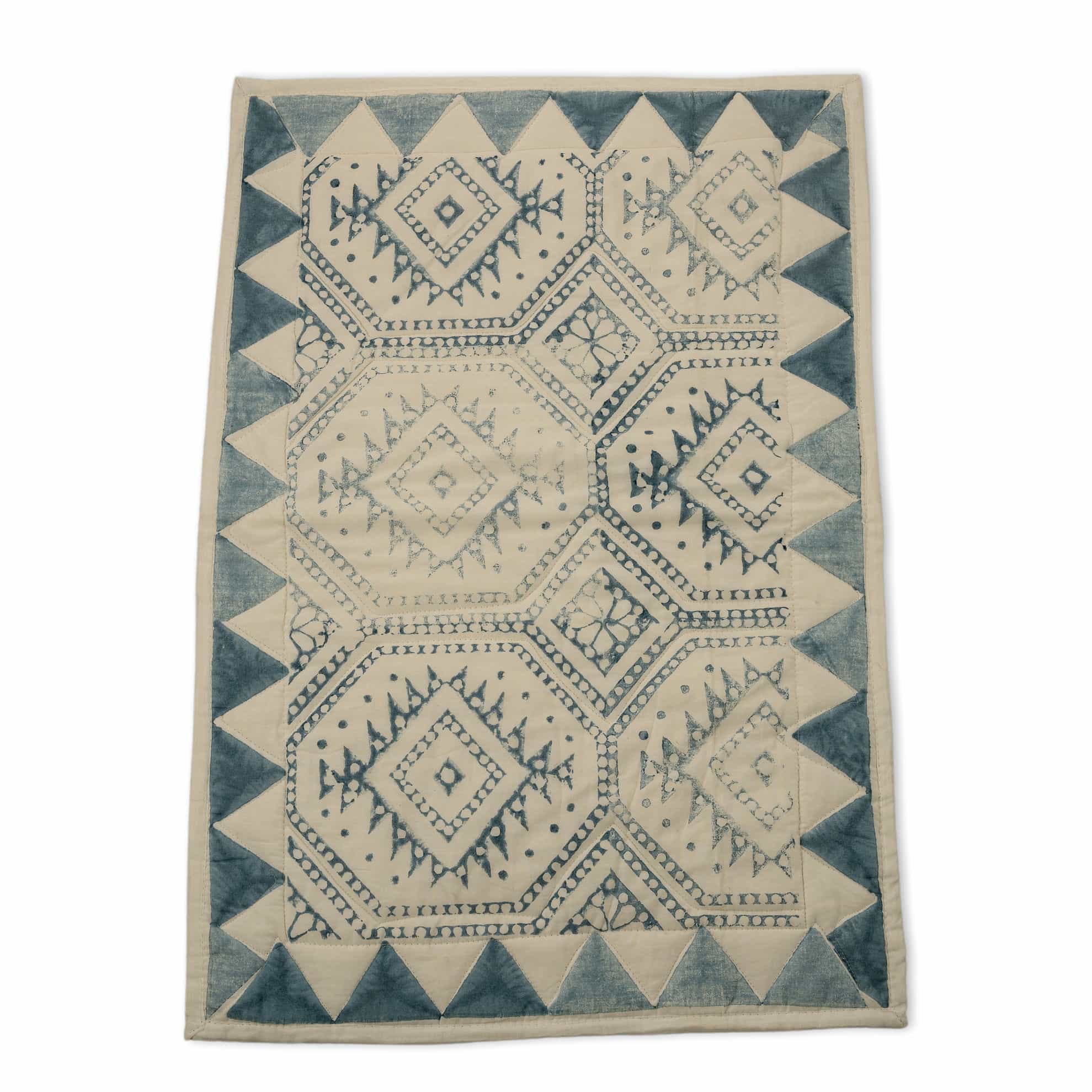 Handcrafted Block Print Quilted Cotton Bedcover Set - Diamond Pattern