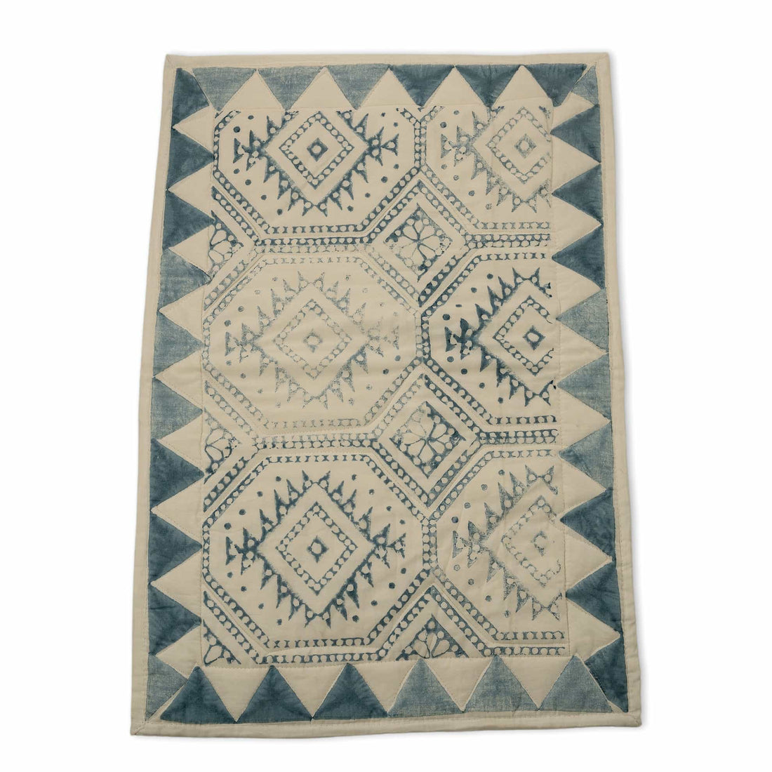 Handcrafted Block Print Quilted Cotton Bedcover Set - Diamond Pattern