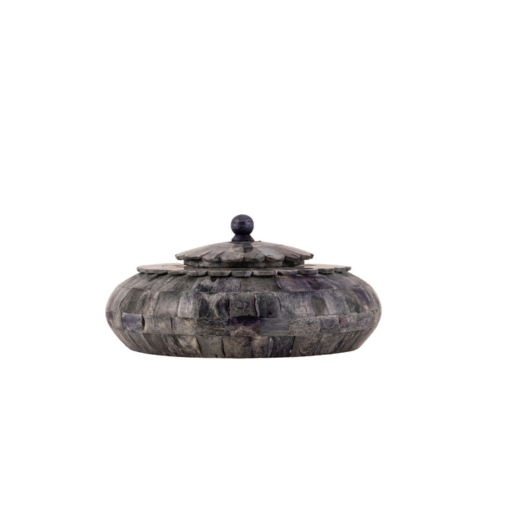 Mosaic Stone Round Tiled Covered Jar