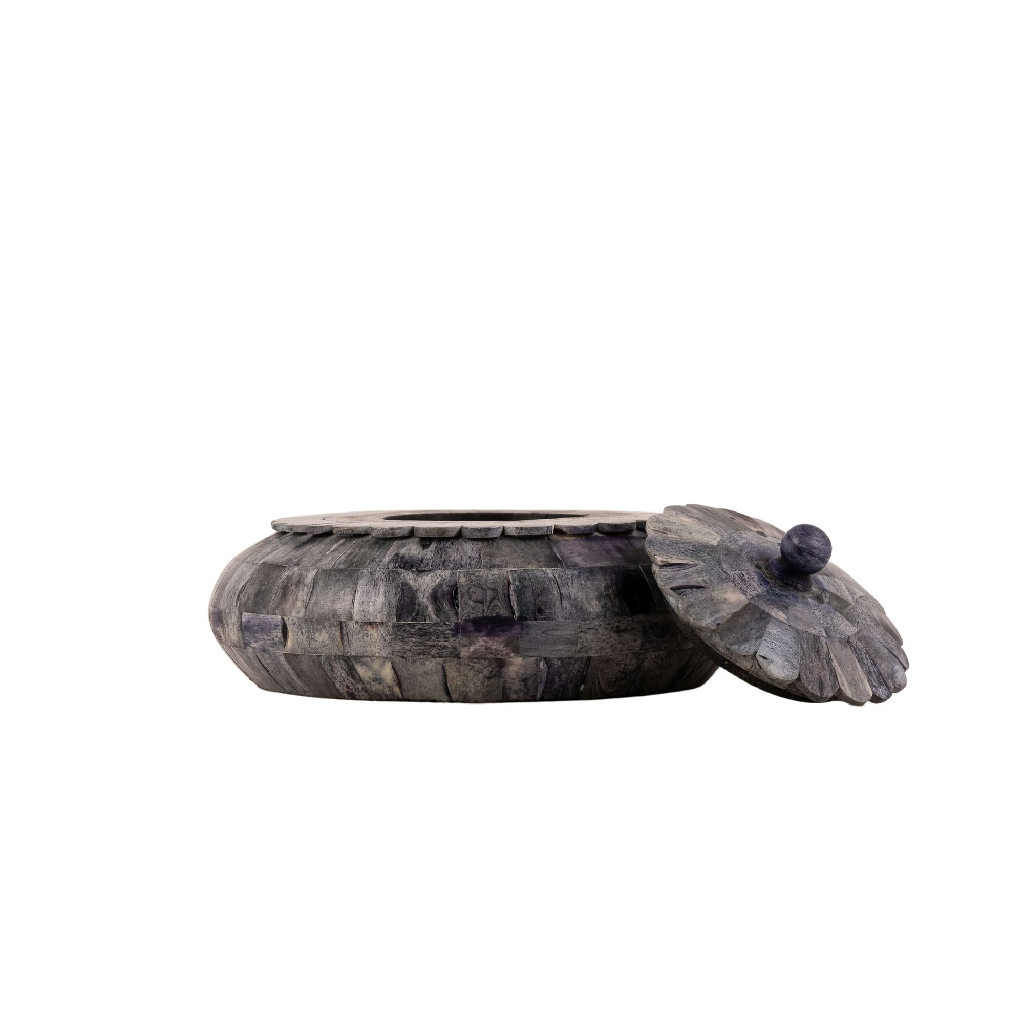 Mosaic Stone Round Tiled Covered Jar