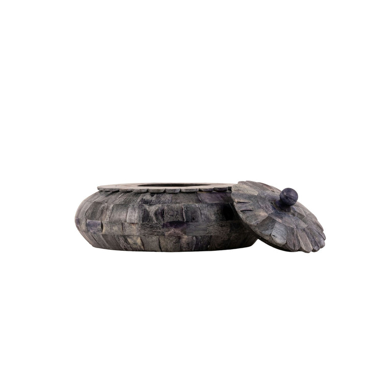 Mosaic Stone Round Tiled Covered Jar