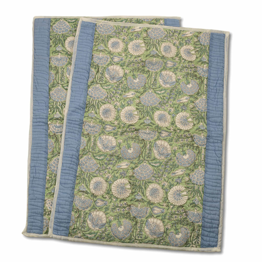 Hand Block Print Quilted Cotton Bedcover Set with Pillow Covers