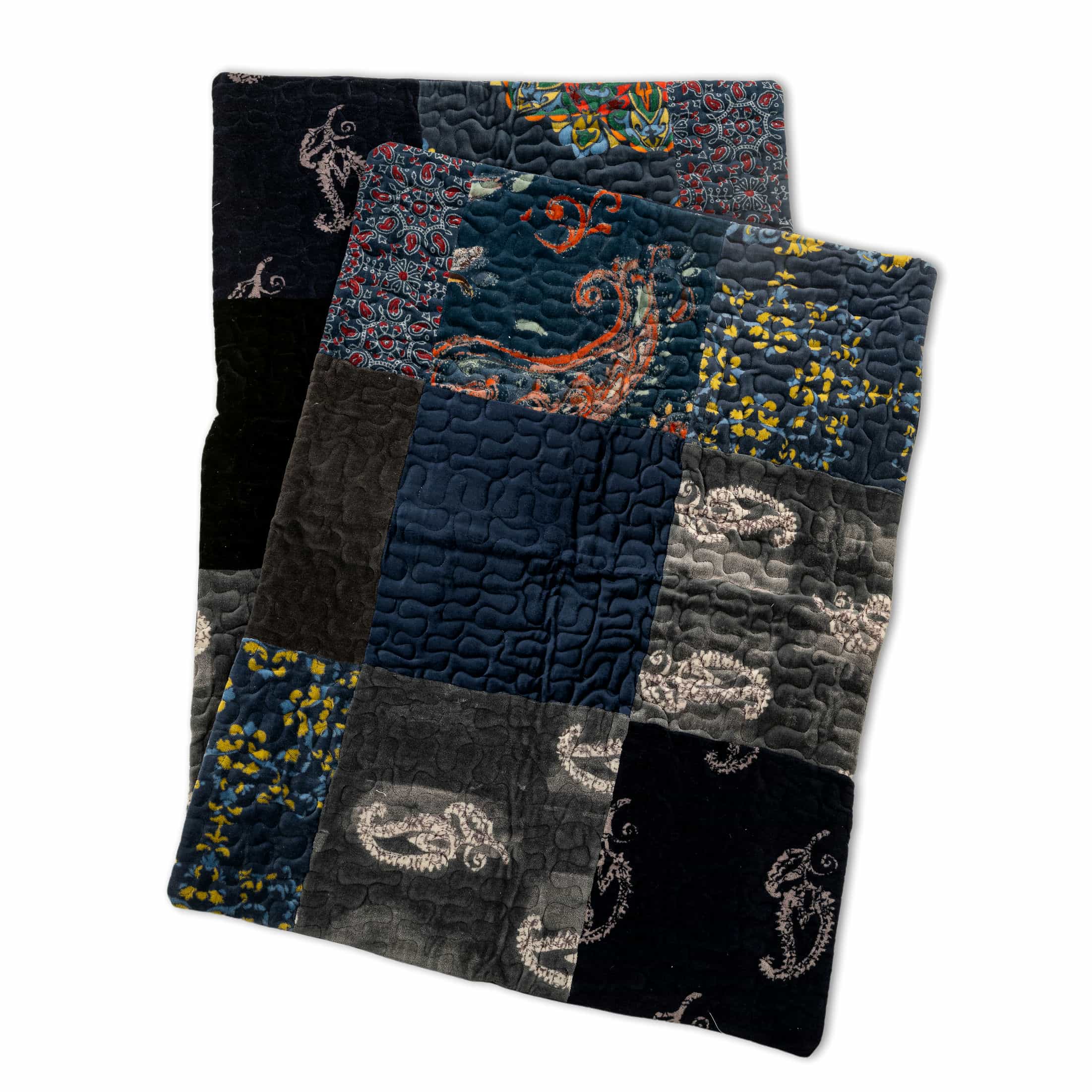 Luxurious Patchwork Quilted Velvet Bedcover Set with Pillow Covers