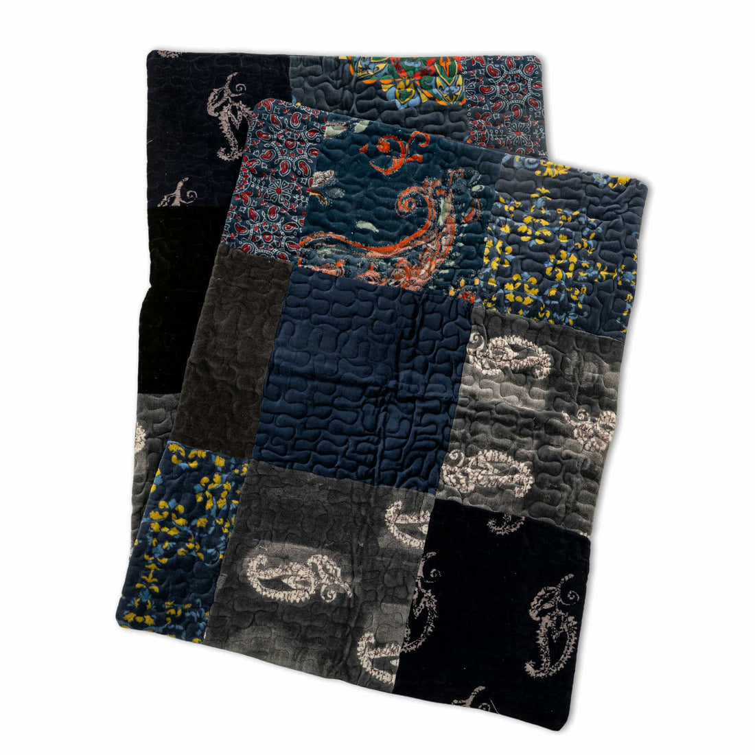 Luxurious Patchwork Quilted Velvet Bedcover Set with Pillow Covers