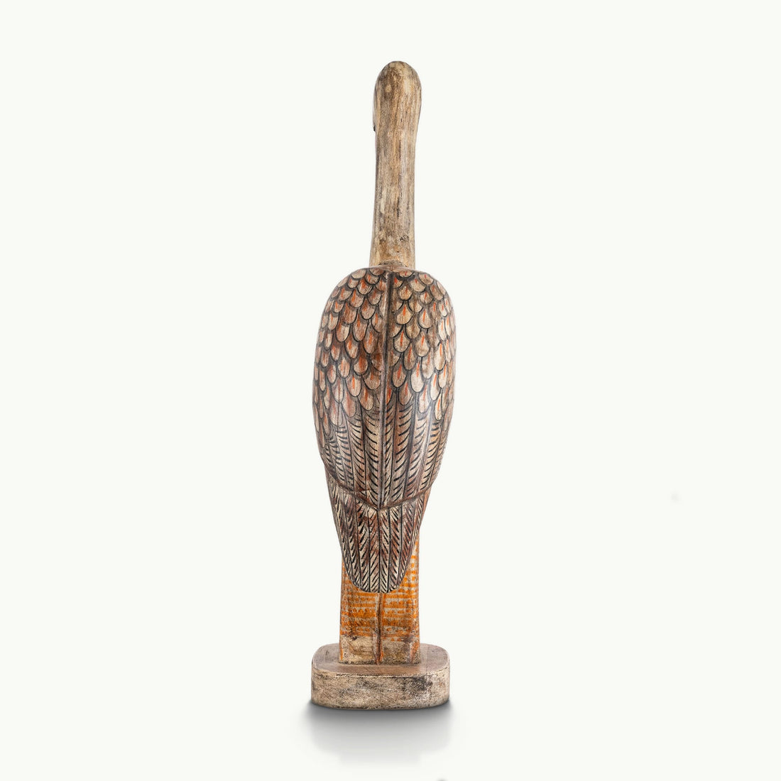 Hand-Carved Wooden Bird Statue | Distressed Antique Finish | Rajasthani Indian Folk Art | Rustic Home Decor