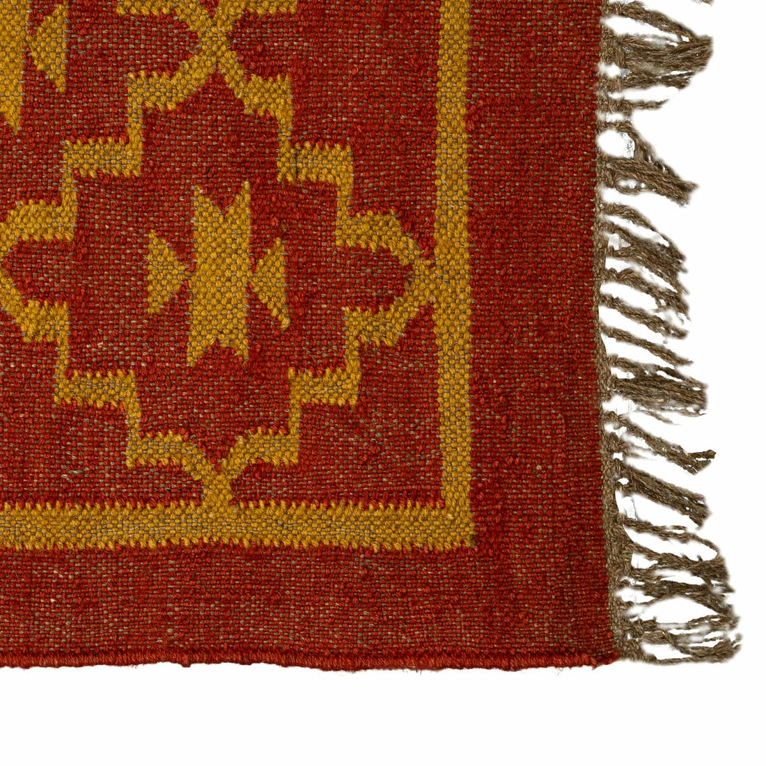 Handcrafted Cotton Wool Rug with Traditional Geometric Pattern