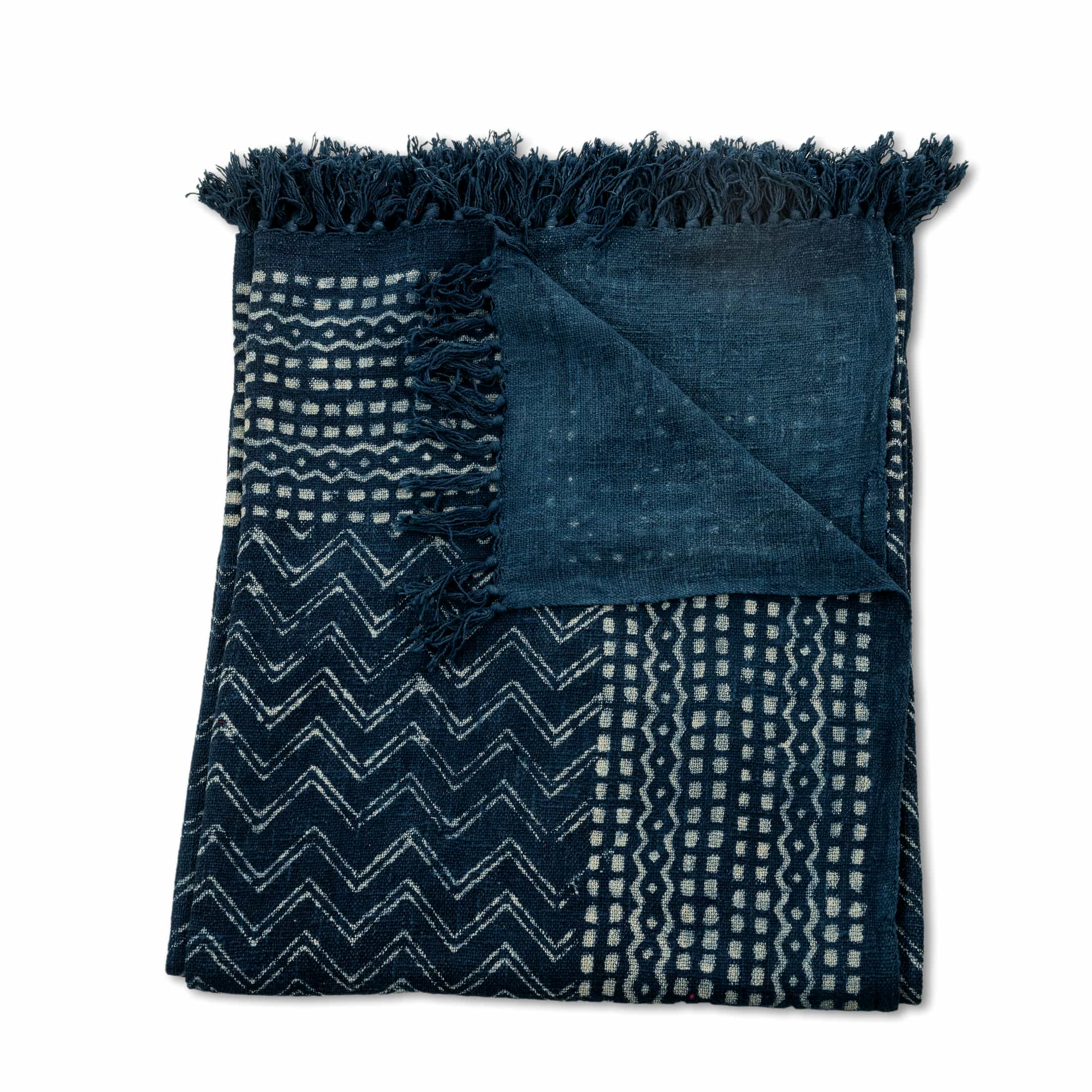 Indigo Blue Slub-Cotton Bedcover Set with Jute-Finish Texture – Artisanal Elegance Meets Everyday Comfort
