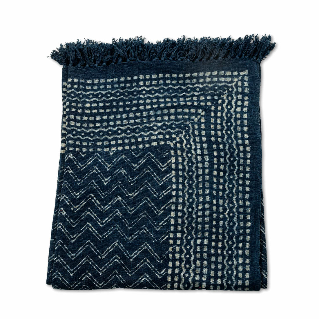 Indigo Blue Slub-Cotton Bedcover Set with Jute-Finish Texture – Artisanal Elegance Meets Everyday Comfort