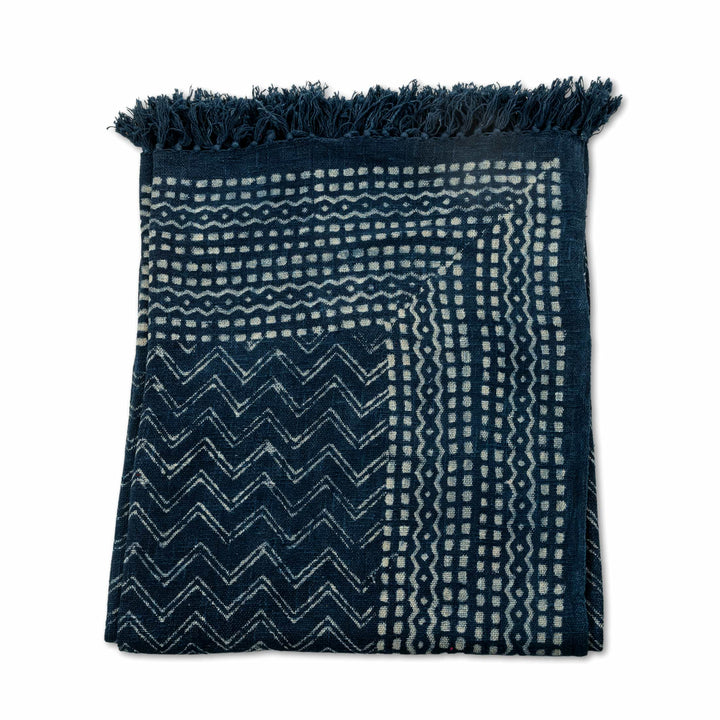 Indigo Blue Slub-Cotton Bedcover Set with Jute-Finish Texture – Artisanal Elegance Meets Everyday Comfort