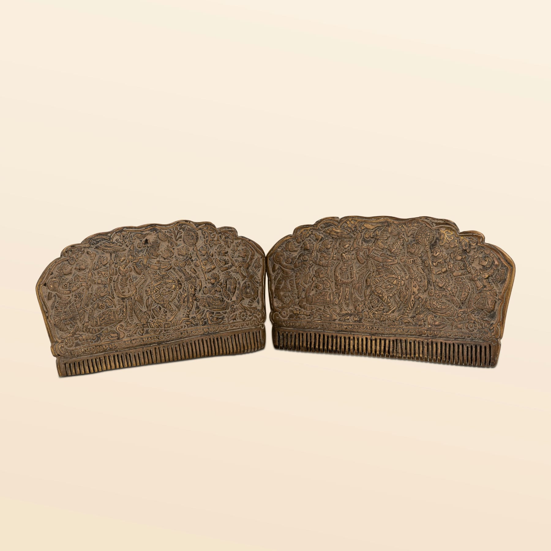 Engraved Brass Decorative Comb: The Narrative Arch