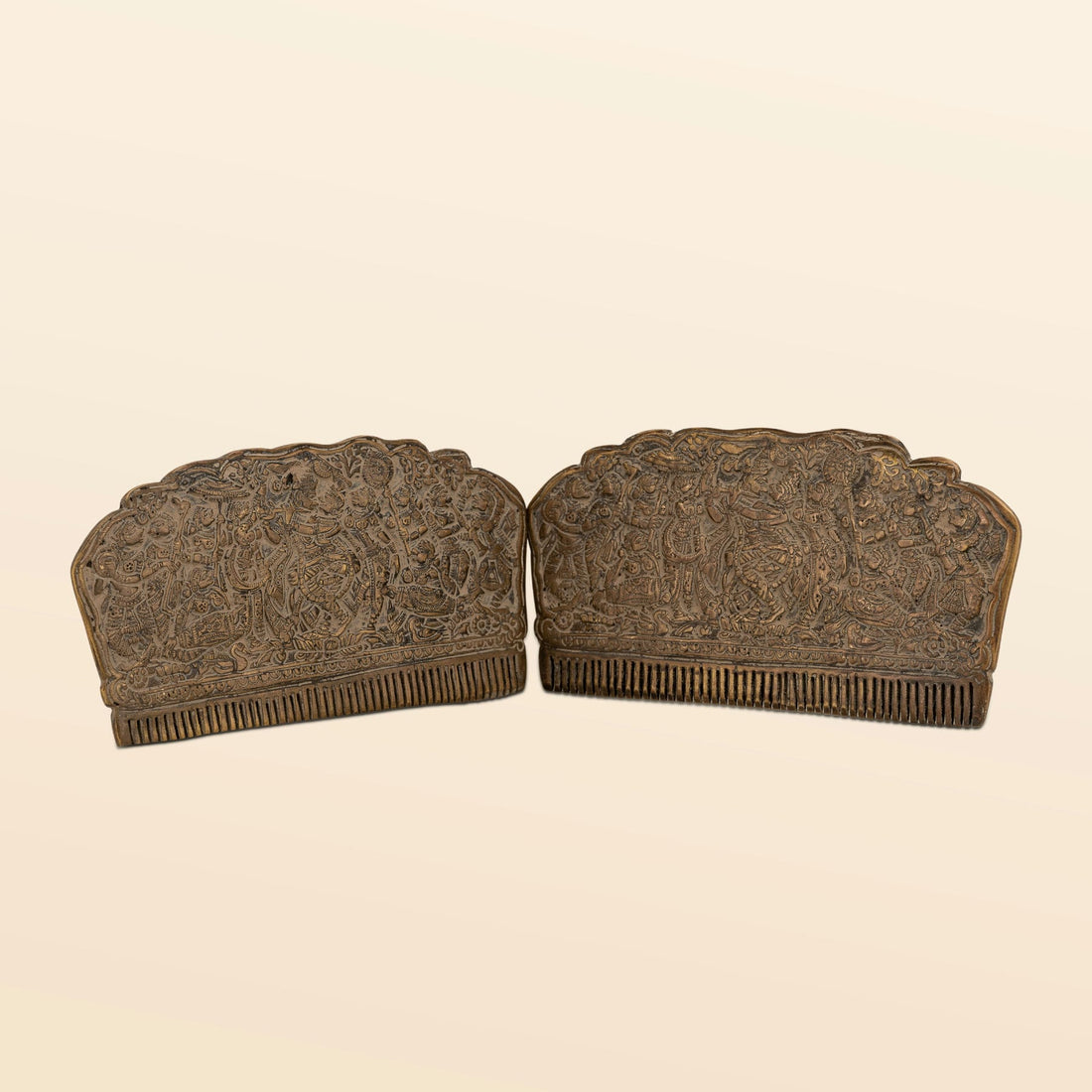 Engraved Brass Decorative Comb: The Narrative Arch