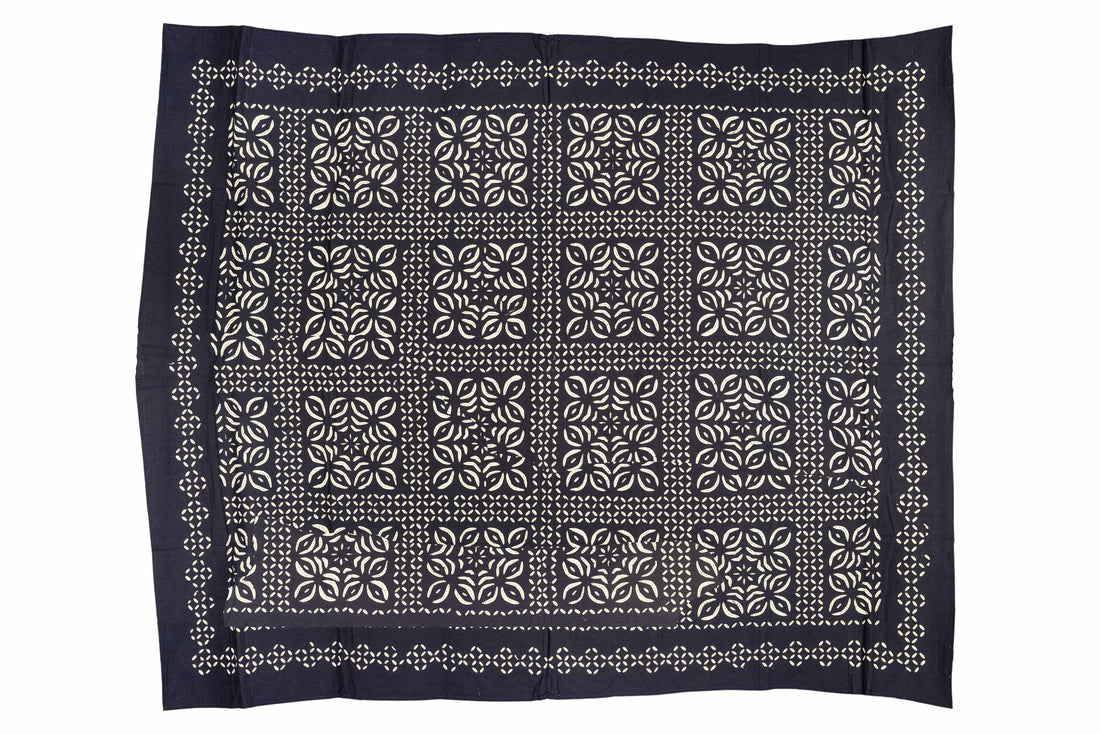 Midnight Blue Block Print Bedspread