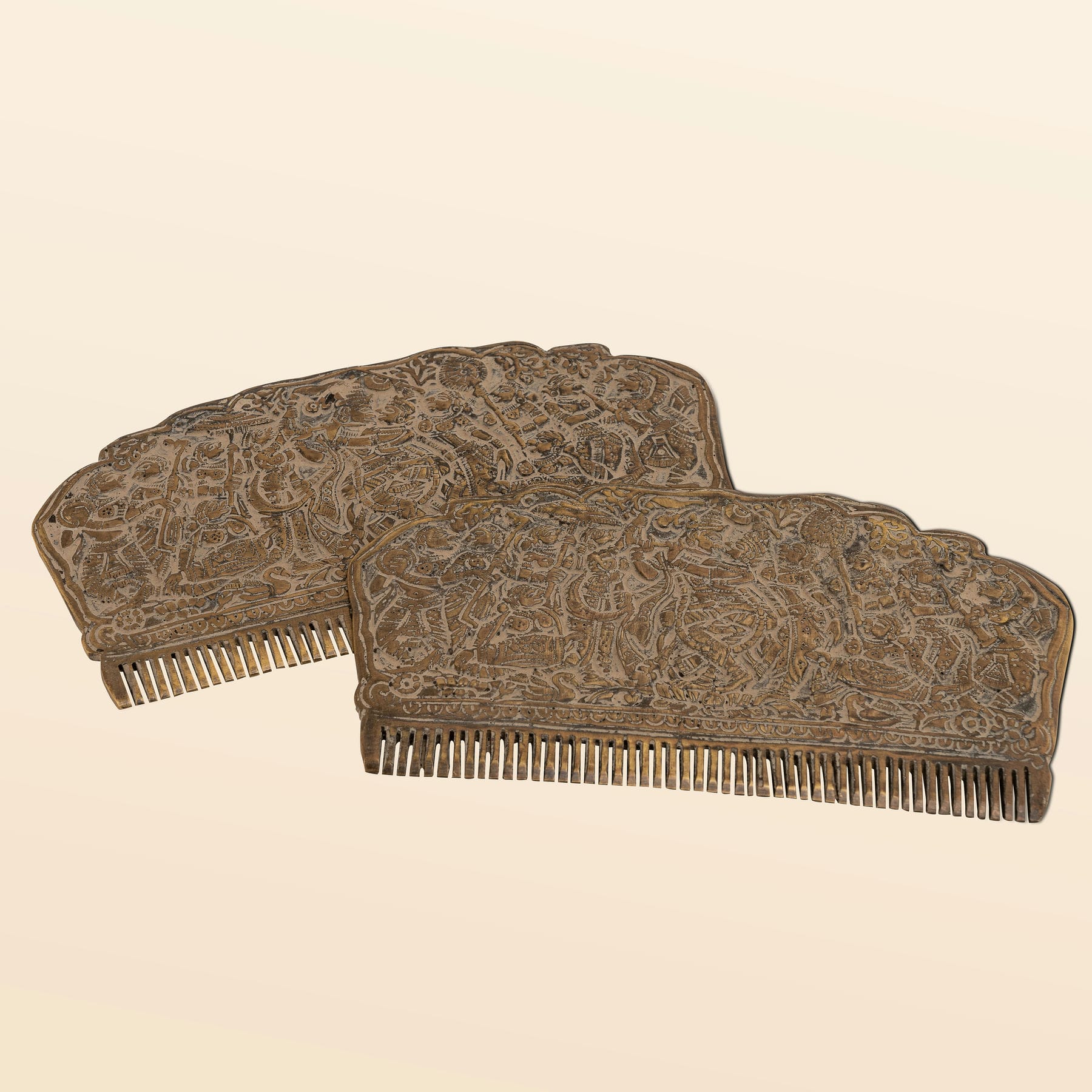 Engraved Brass Decorative Comb: The Narrative Arch