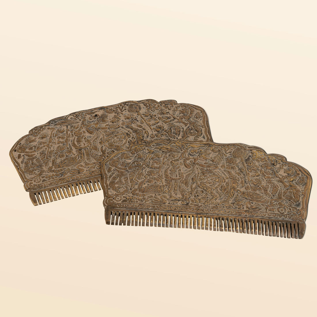 Engraved Brass Decorative Comb: The Narrative Arch