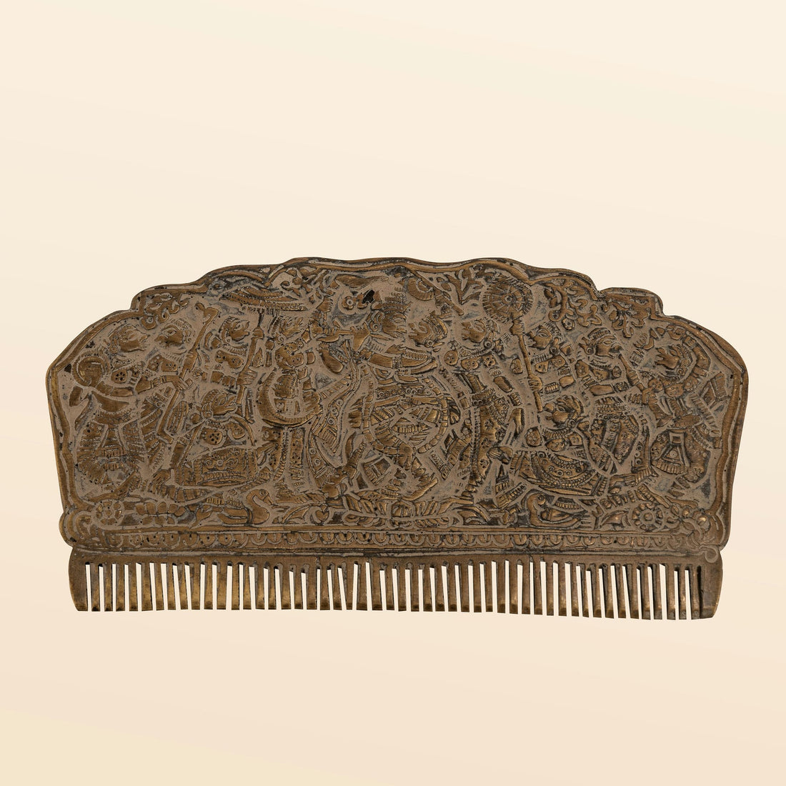 Engraved Brass Decorative Comb: The Narrative Arch