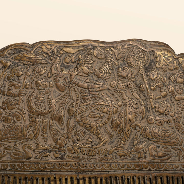 Engraved Brass Decorative Comb: The Narrative Arch