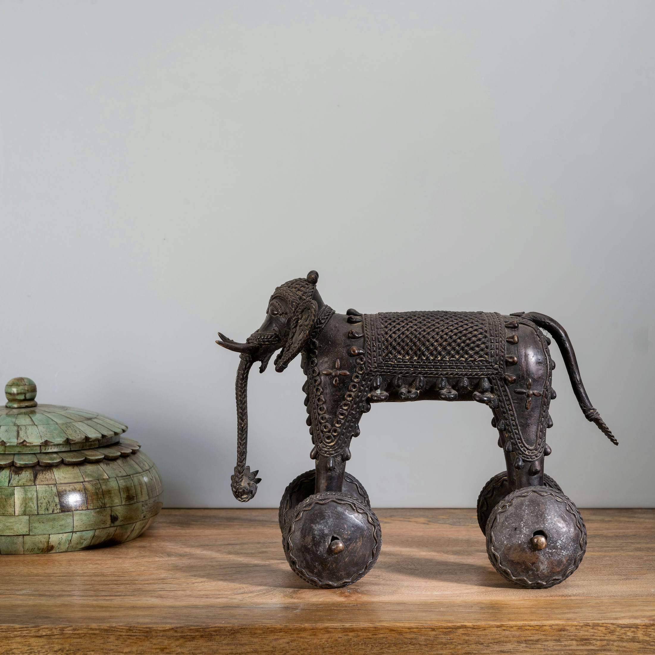 Dhokra Brass Wheeled Elephant: The Ceremonial Chariot