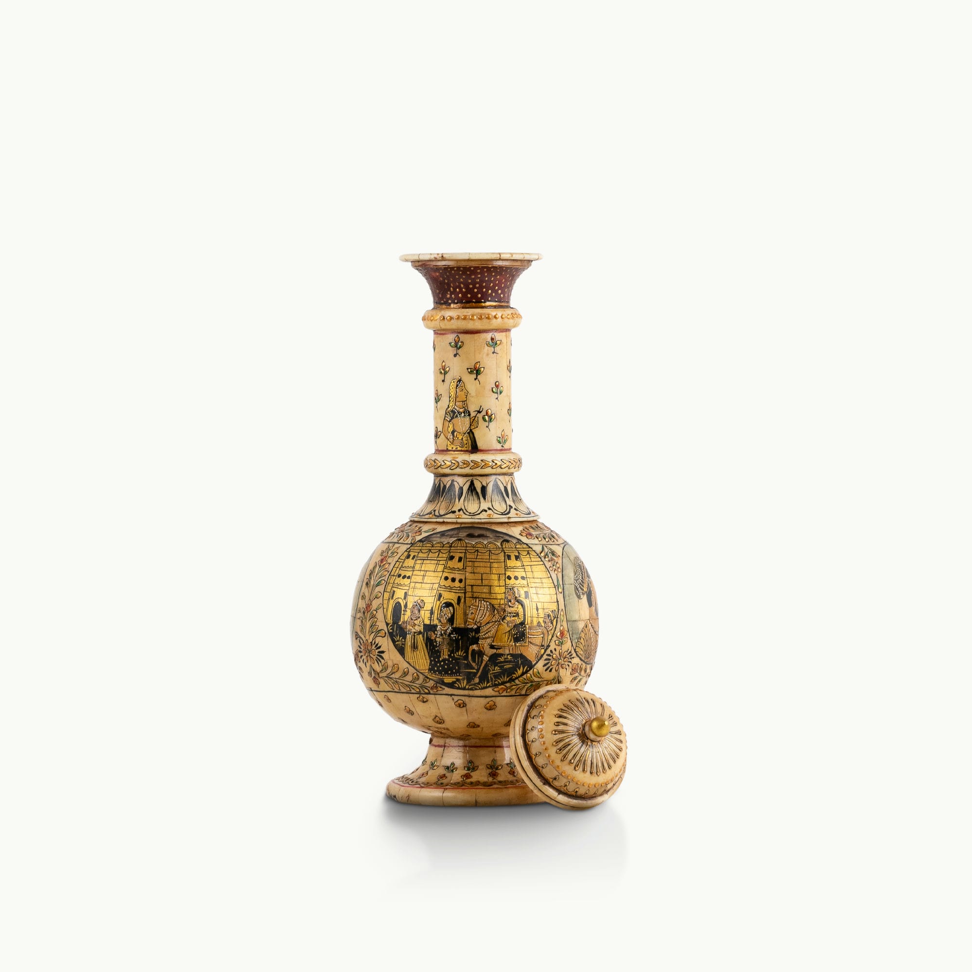 Bone/Resin Composite Miniature Painted Surahi Decanter with Gilt Base